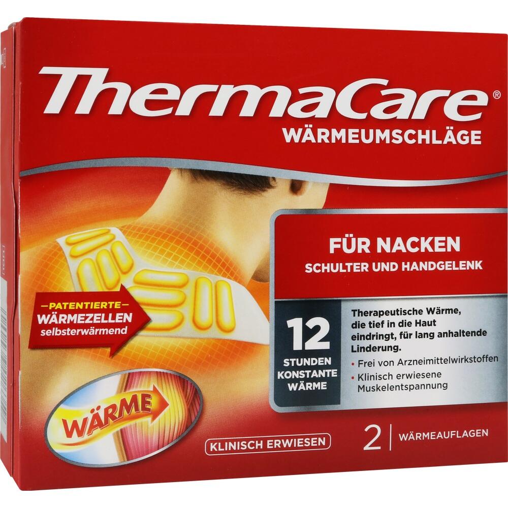 Rote Verpackung mit Wärmepads für Nacken und Schulter zur Schmerzlinderung.