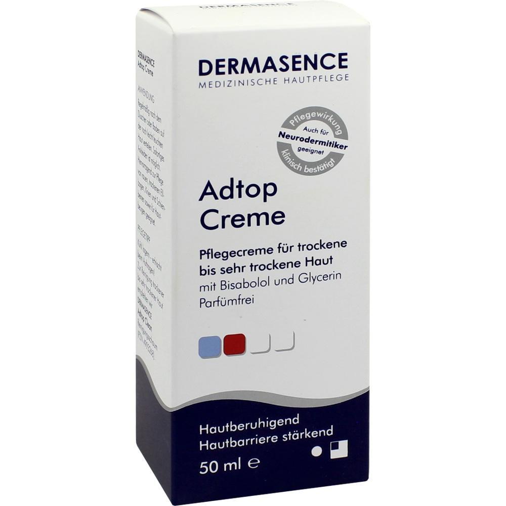 Weiße Schachtel mit Adtop Creme für trockene Haut von Dermasence.