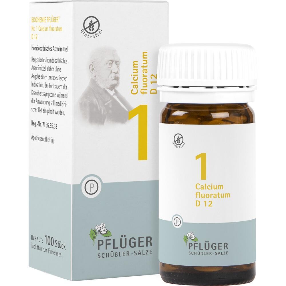 Ein Medikamentenfläschchen und eine dazugehörige Verpackung mit der Aufschrift "Calcium fluoratum D12".