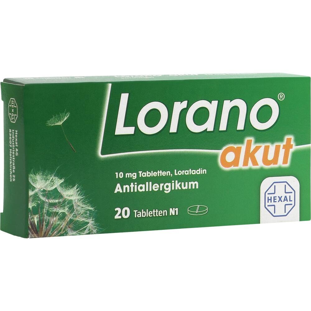 Grüne Medikamentenschachtel mit der Aufschrift "Lorano akut".