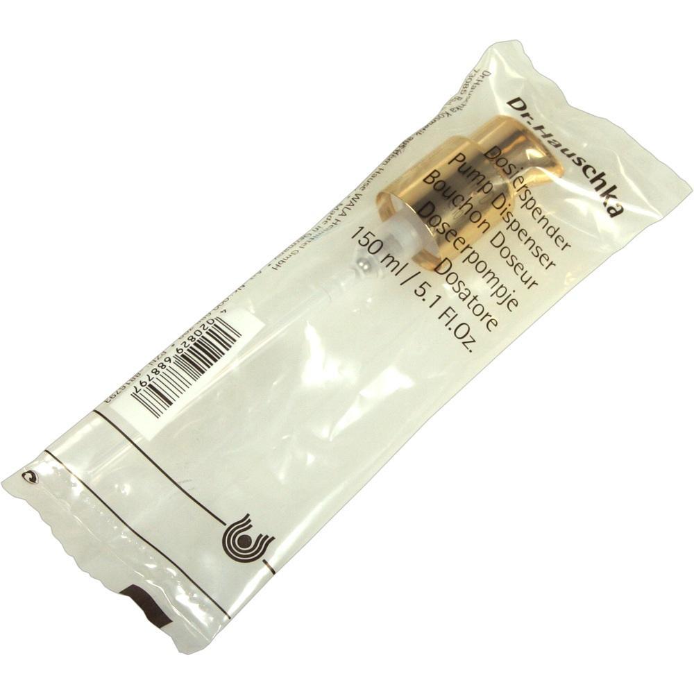 Verpackter Pumpspender für Flüssigkeiten mit verschiedenen Sprachbeschriftungen.